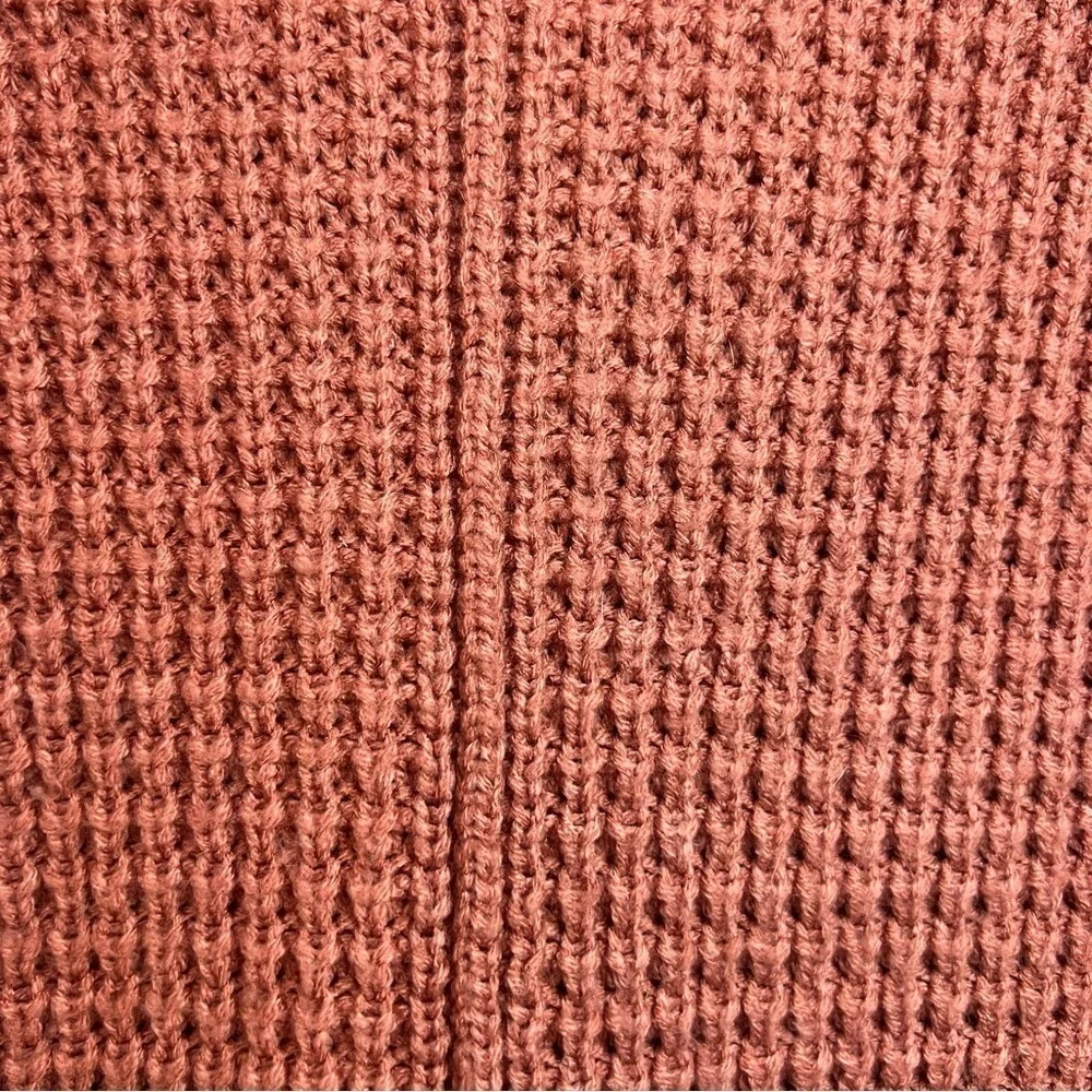 Arizona Jean Co Women's Knit Sweater Pink Sz M Stretch Waffle Longline Boho fall